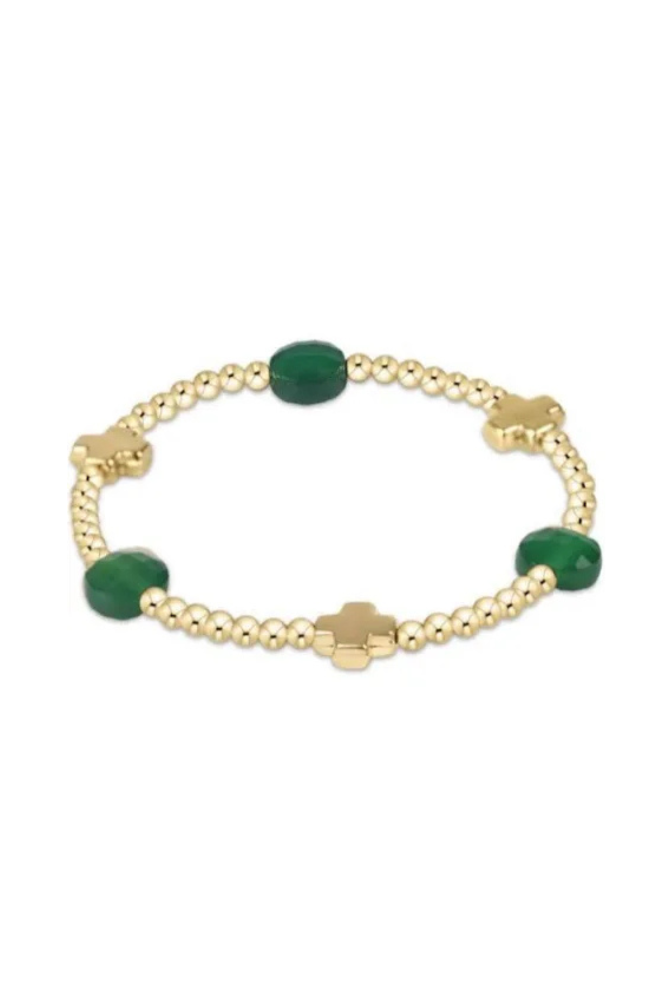 Enewton Green Onyx Signature Cross Admire Gold Pattern 3mm Bracelet - Be You Boutique