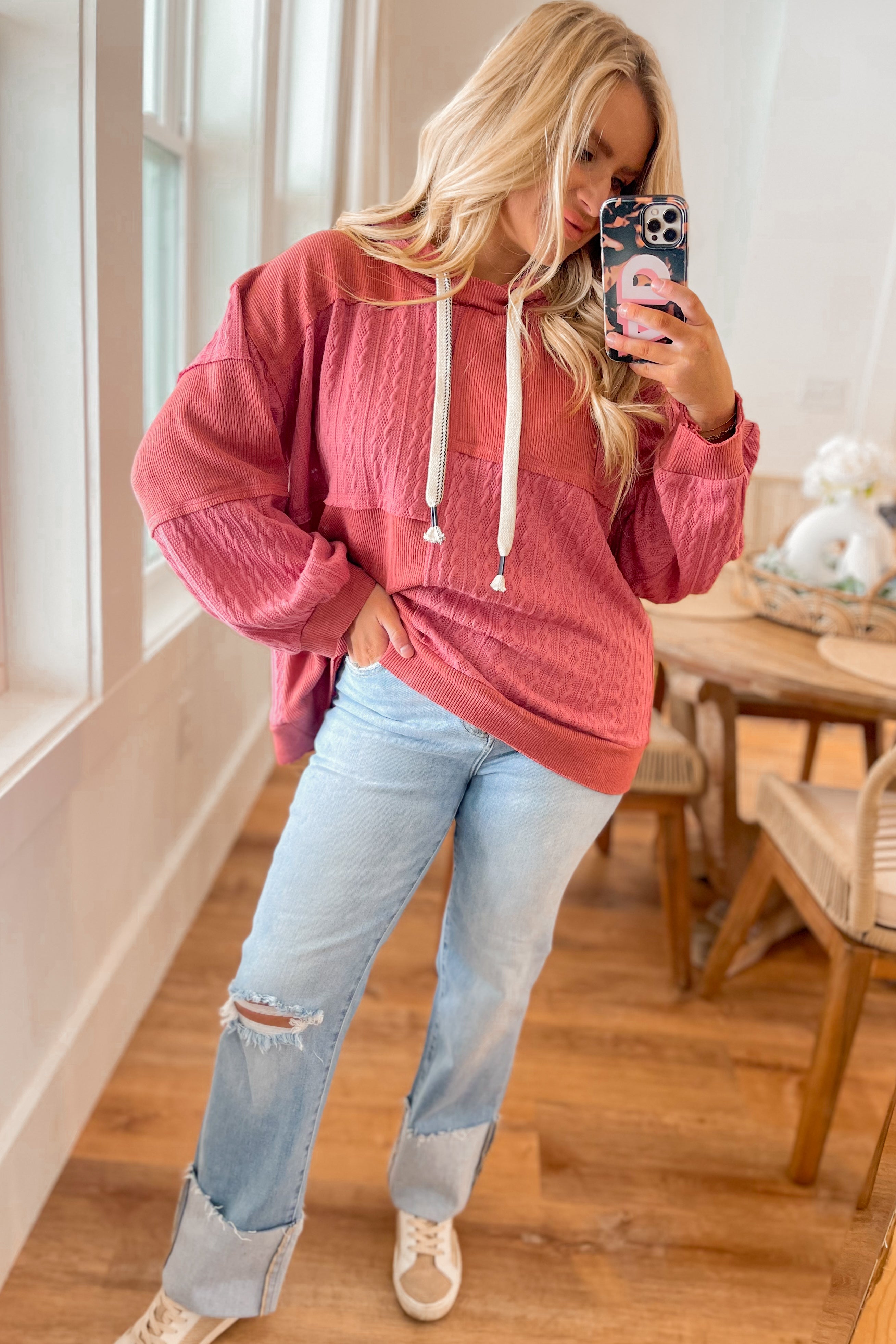 Lordes Balloon Sleeve Knit Top Hoodie - Be You Boutique