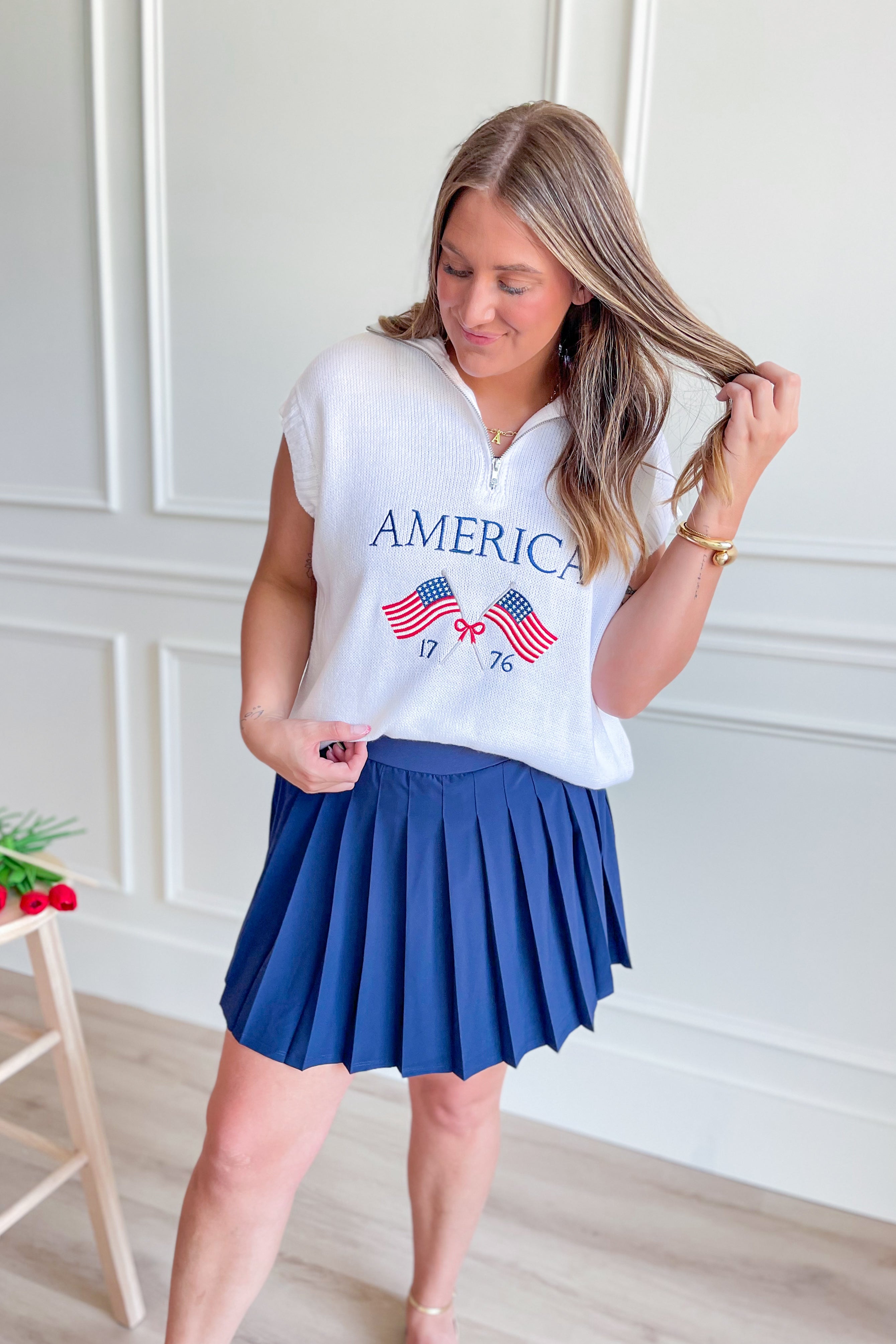 Thomas American Embroidered Half Zip Pullover - Be You Boutique
