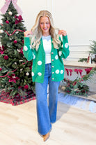 TWENTIFOURTH Saylor green button-up cardigan from the 132 Fall Sweaters collection, featuring a cozy knit fabric and front buttons.