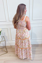 IN LOOM Miracle Cotton floral square neck maxi dress with a flowy silhouette and vibrant floral pattern, perfect for dressy occasions.