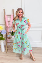 Tracey Spring Floral Tie Waist Dress - Be You Boutique