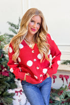 TWENTIFOURTH Saylor red button-up cardigan sweater with long sleeves and ribbed trim