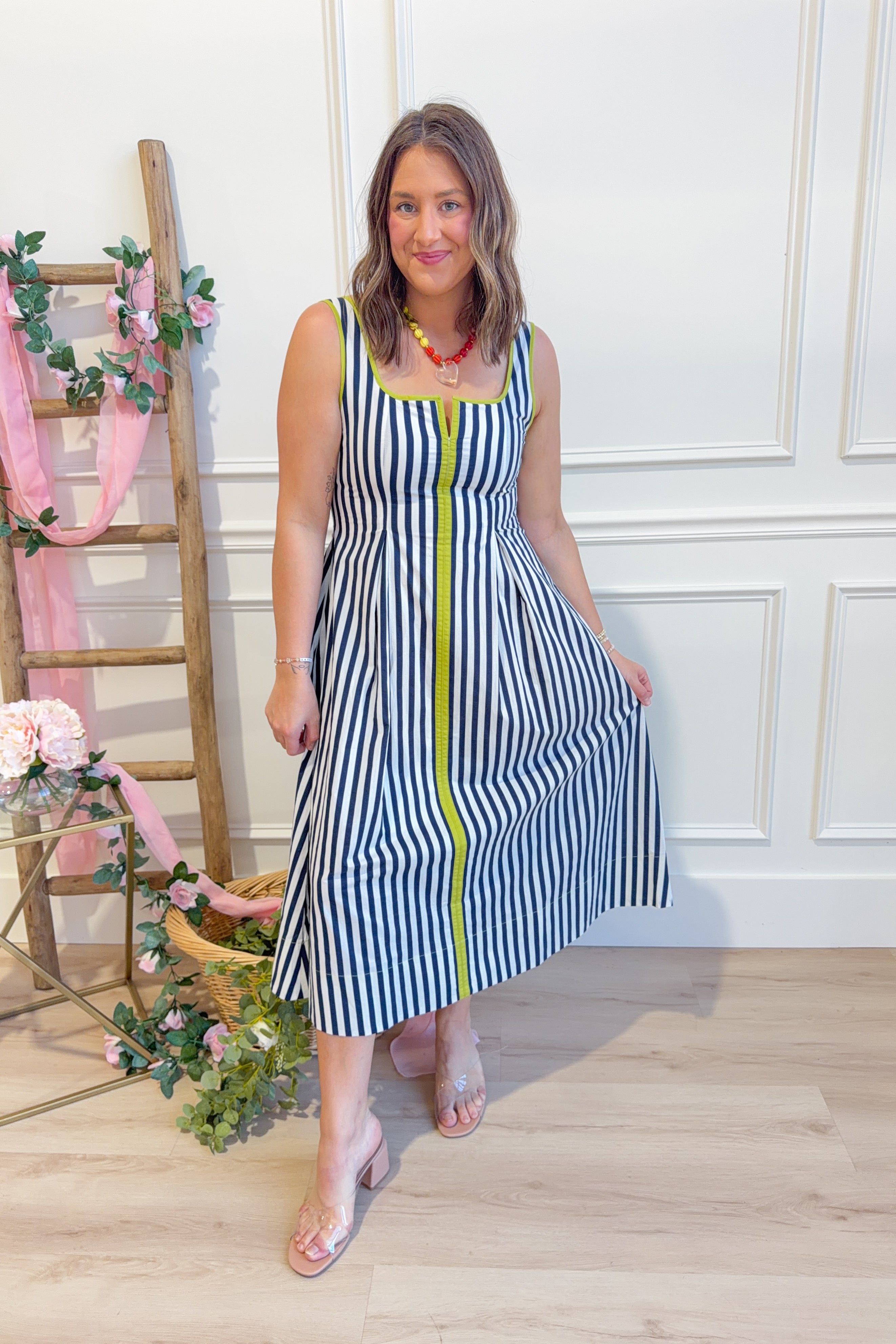 Kinlee Pinstriped Midi Dress - Be You Boutique