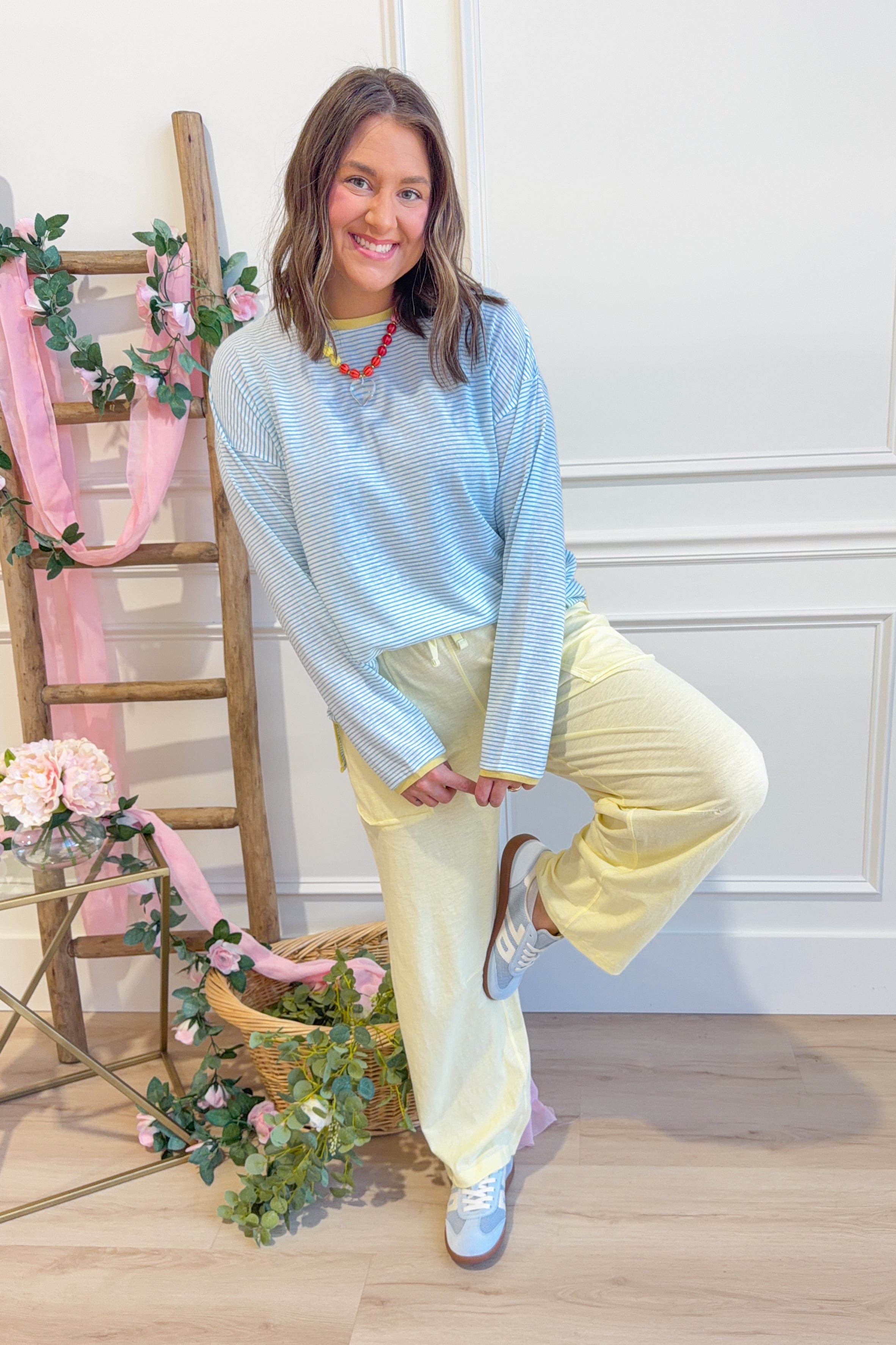 Olivia Striped Contrasted Trim Long Sleeve - Be You Boutique