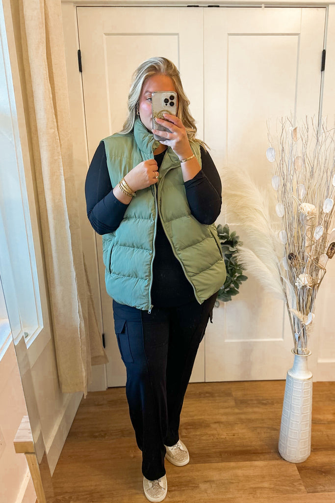 Benji Cropped Puffer Zip Up Vest with Pockets - Be You Boutique