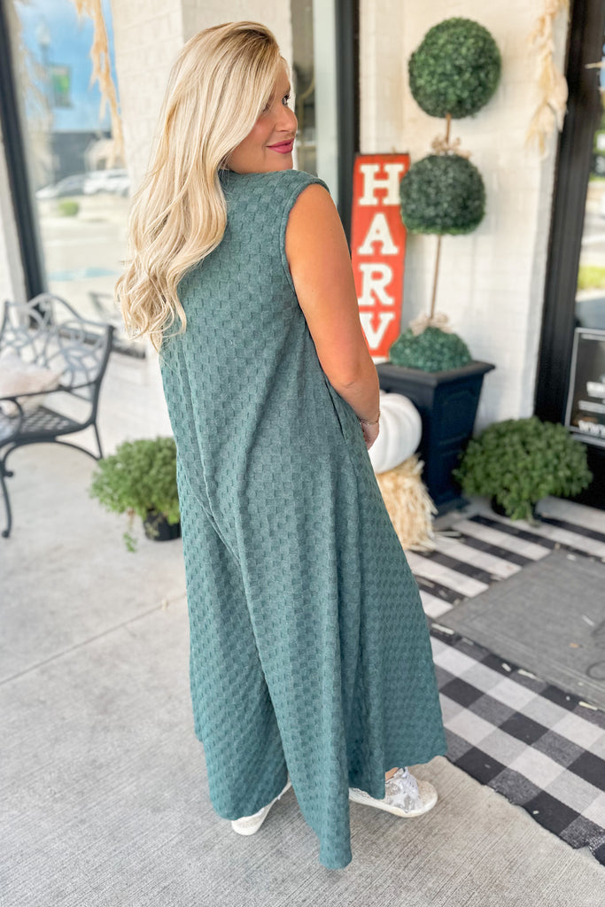 Connor Wide Leg Chess Board Textured Brushed Jumpsuit - Be You Boutique