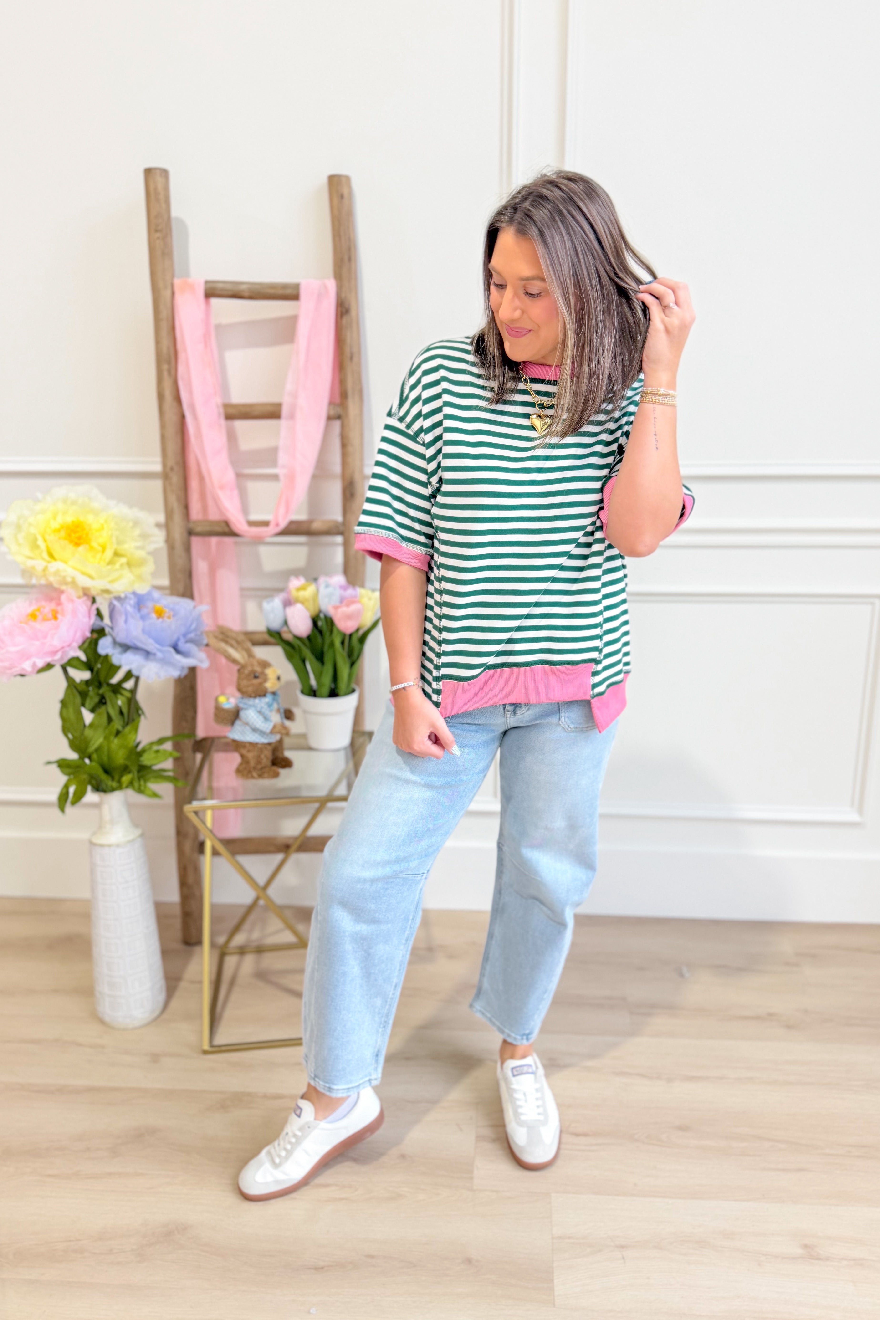 Mia Striped Casual Relaxed Top - Be You Boutique