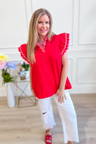 Jenny Scalloped Trim Top - Be You Boutique