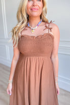 Maddie Smocked Bow Strap Midi Dress - Be You Boutique