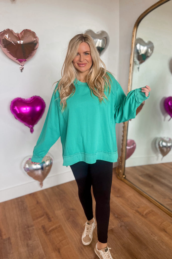 Fern French Terry Oversized Reverse Stitch Top - Be You Boutique