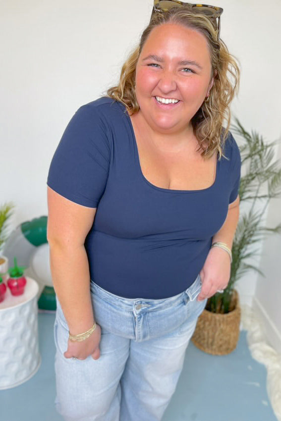 Kennedy Square Neck Short Sleeve Bodysuit - Be You Boutique