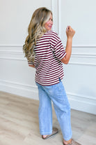 BLU PEPPER Ryan Burgundy Color Block Casual Top, 105 style, featuring a stylish burgundy and neutral color block design.