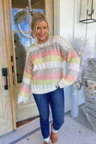 Brian Multi Color Stripe Oversized Long Sleeve Sweater - Be You Boutique