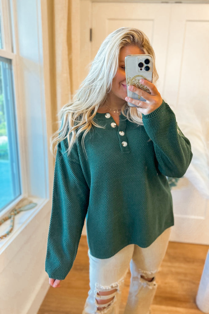 Legend Long Sleeve Button Up Thermal Style Sweater - Be You Boutique