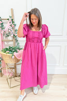 Lisa Striped Smocked Bubble Sleeve Maxi - Be You Boutique