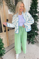 Amber Floral Print Quilted Contrast Binding Jacket - Be You Boutique