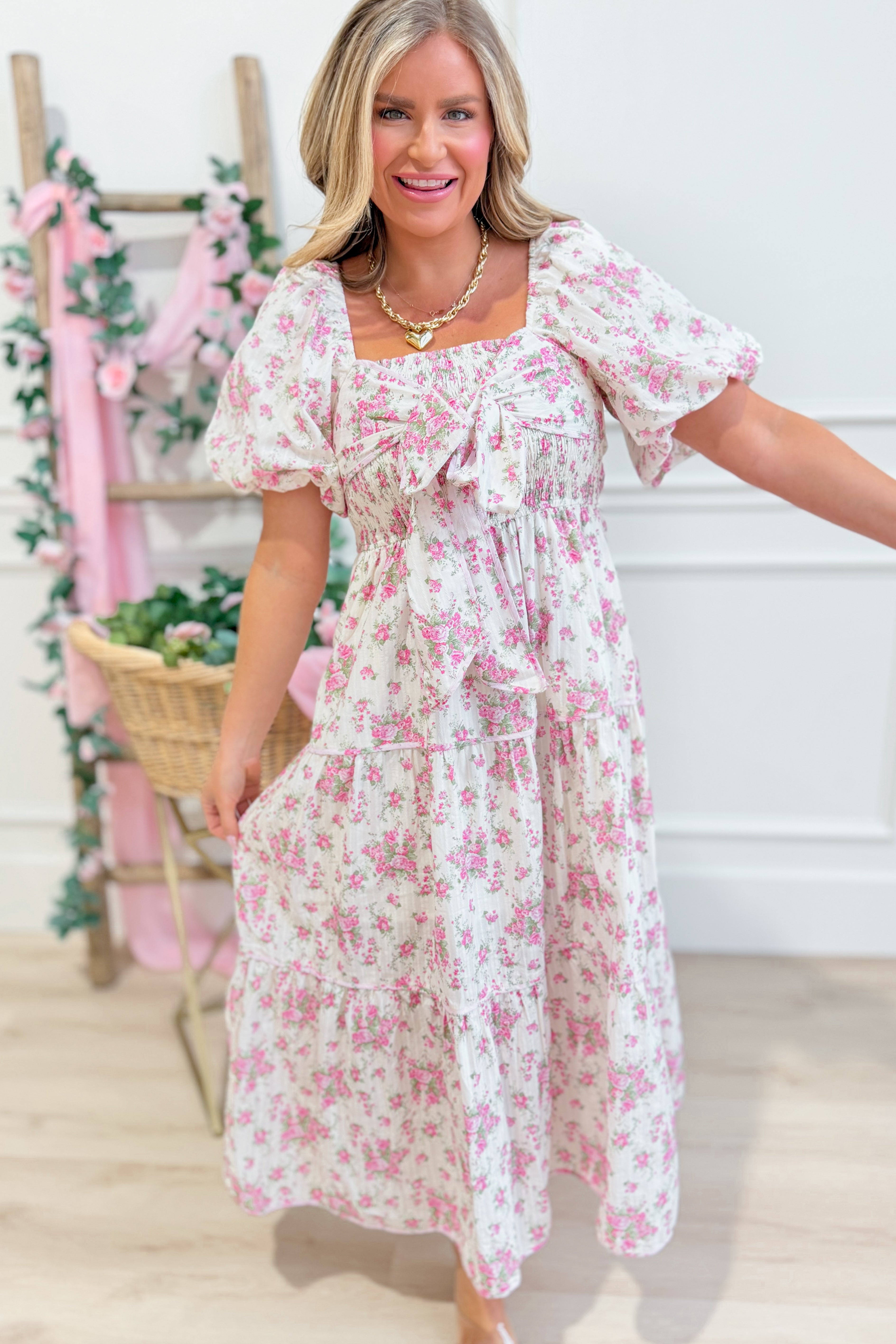 Janie Gauze Floral Printed Dress - Be You Boutique