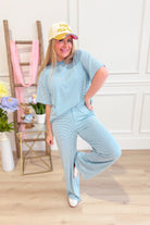 Logan Blue Mini Striped Casual Pant - Be You Boutique