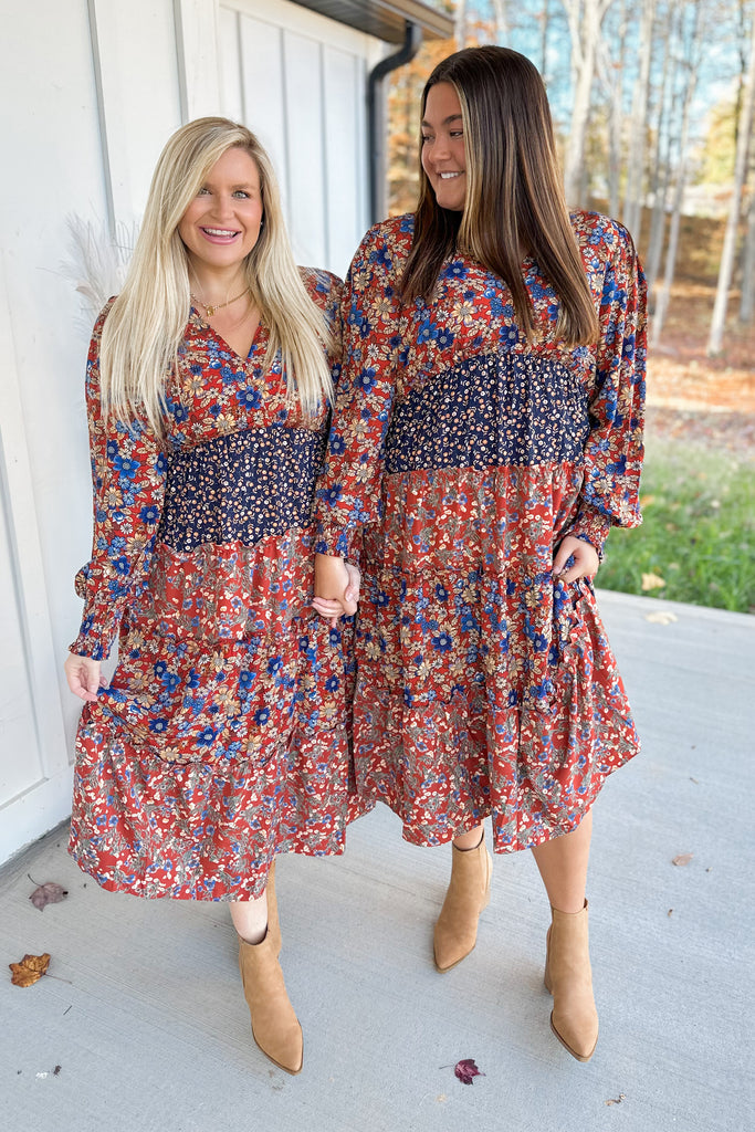 Marsha V-Neck Floral Print Midi Dress - Be You Boutique