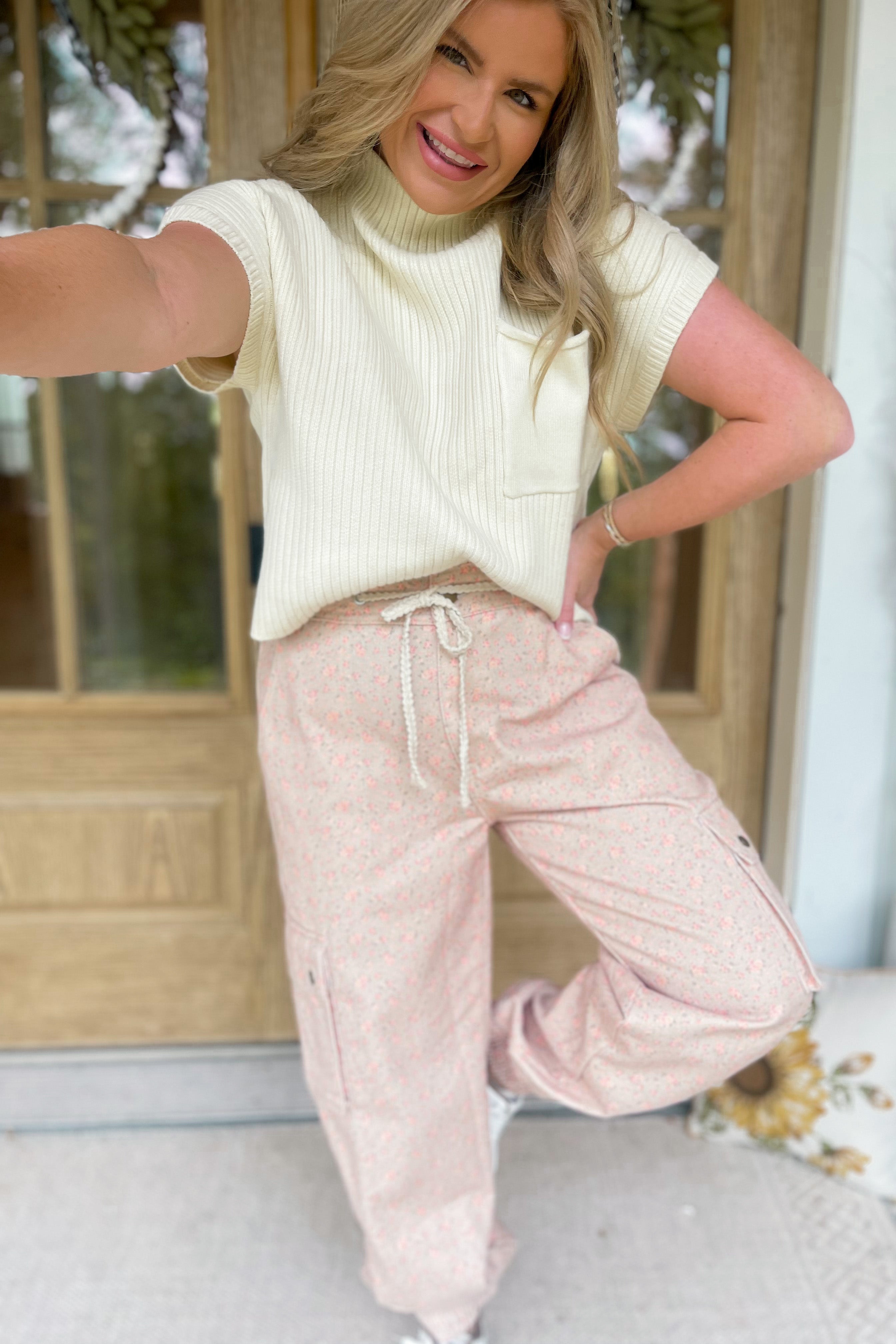 Camille Floral Twill Pocket Detail Jogger Pant Bottoms - Be You Boutique