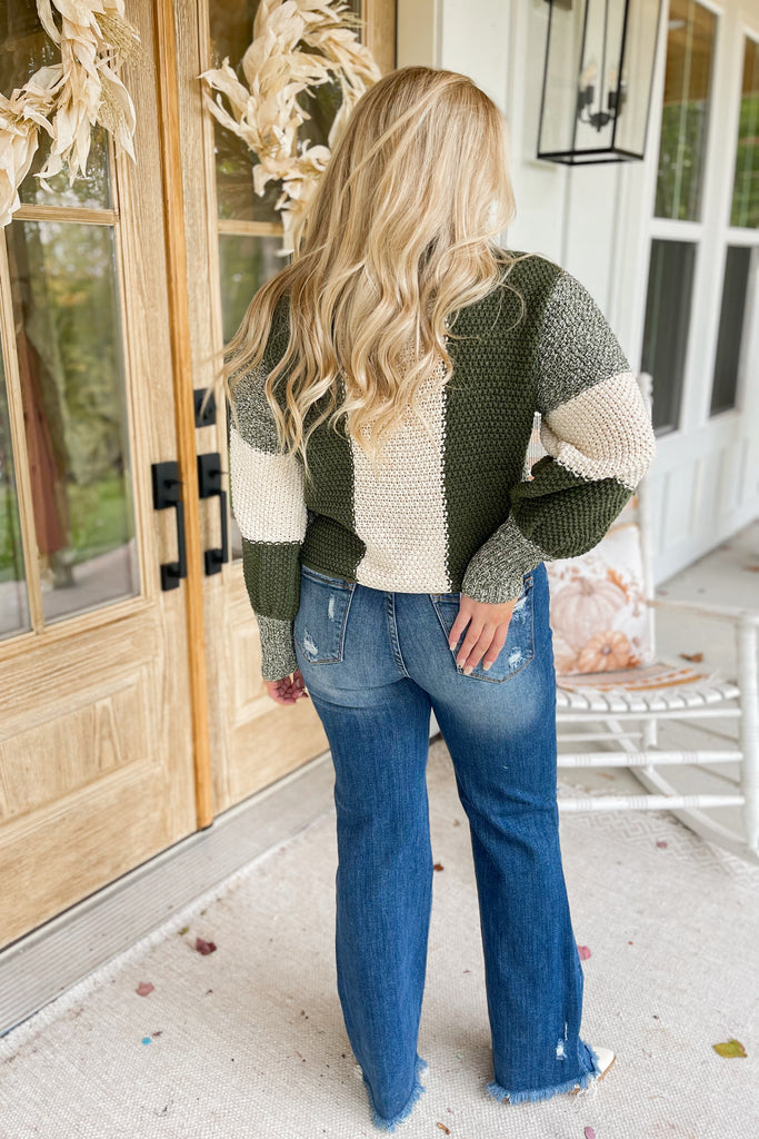 Louella Knit Colorblock Bubble Sleeve Sweater - Be You Boutique
