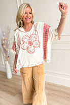 Hannah Flower Patch Plaid Pullover - Be You Boutique