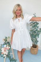 Zara Bubble Sleeve Ribbon Detail Dress - Be You Boutique