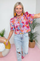 Isabella Floral Print Tie Front Top - Be You Boutique