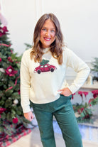 Wishlist Etta Christmas Tree Car Holiday Sweater, 132 Fall Sweater with festive Christmas tree design on a cozy knit fabric.