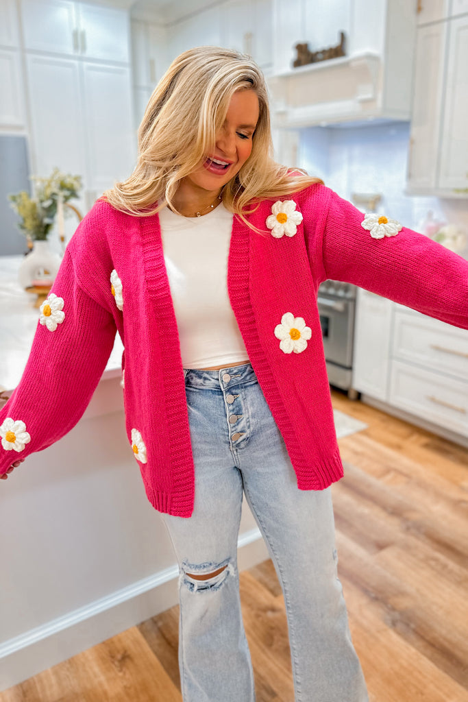 Flower Garden Crochet Flower Patch Sweater Cardigan - Be You Boutique