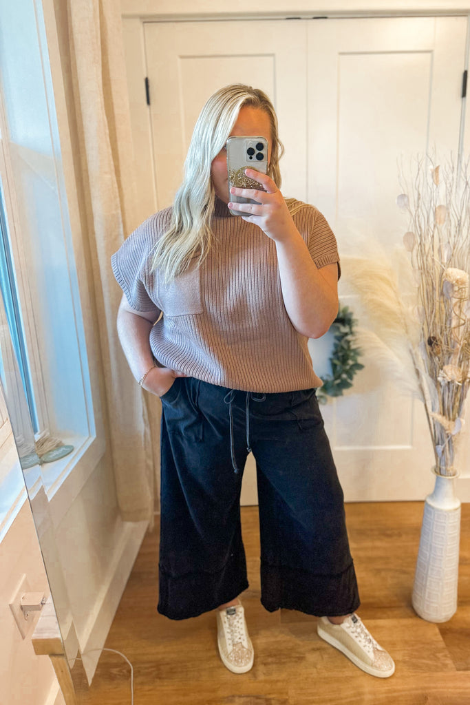 Luka Washed Wide Leg Crop Pants - Be You Boutique