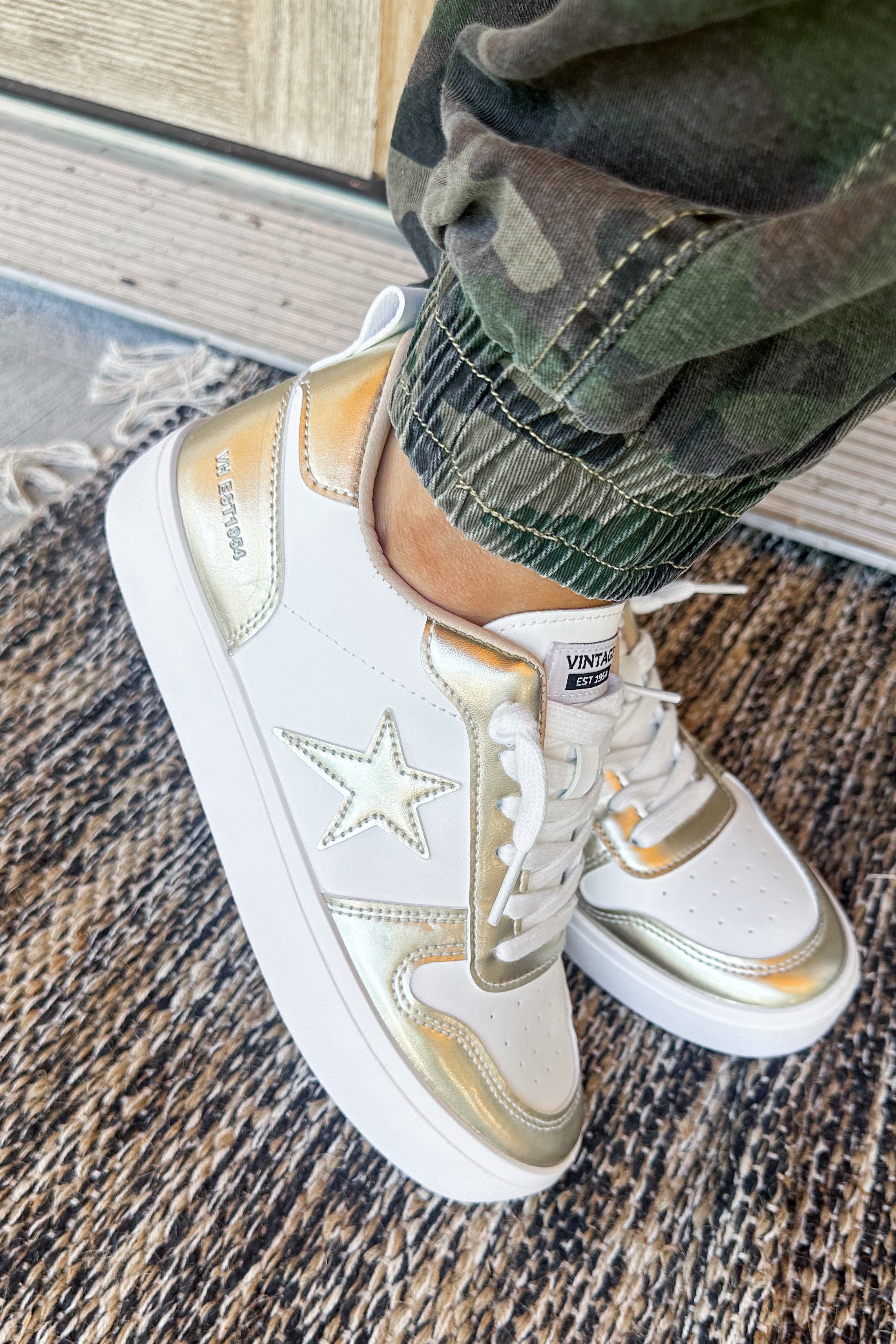 Vintage Havana Aura 3 Washed Gold Wedged Mid Top Sneaker - Be You Boutique