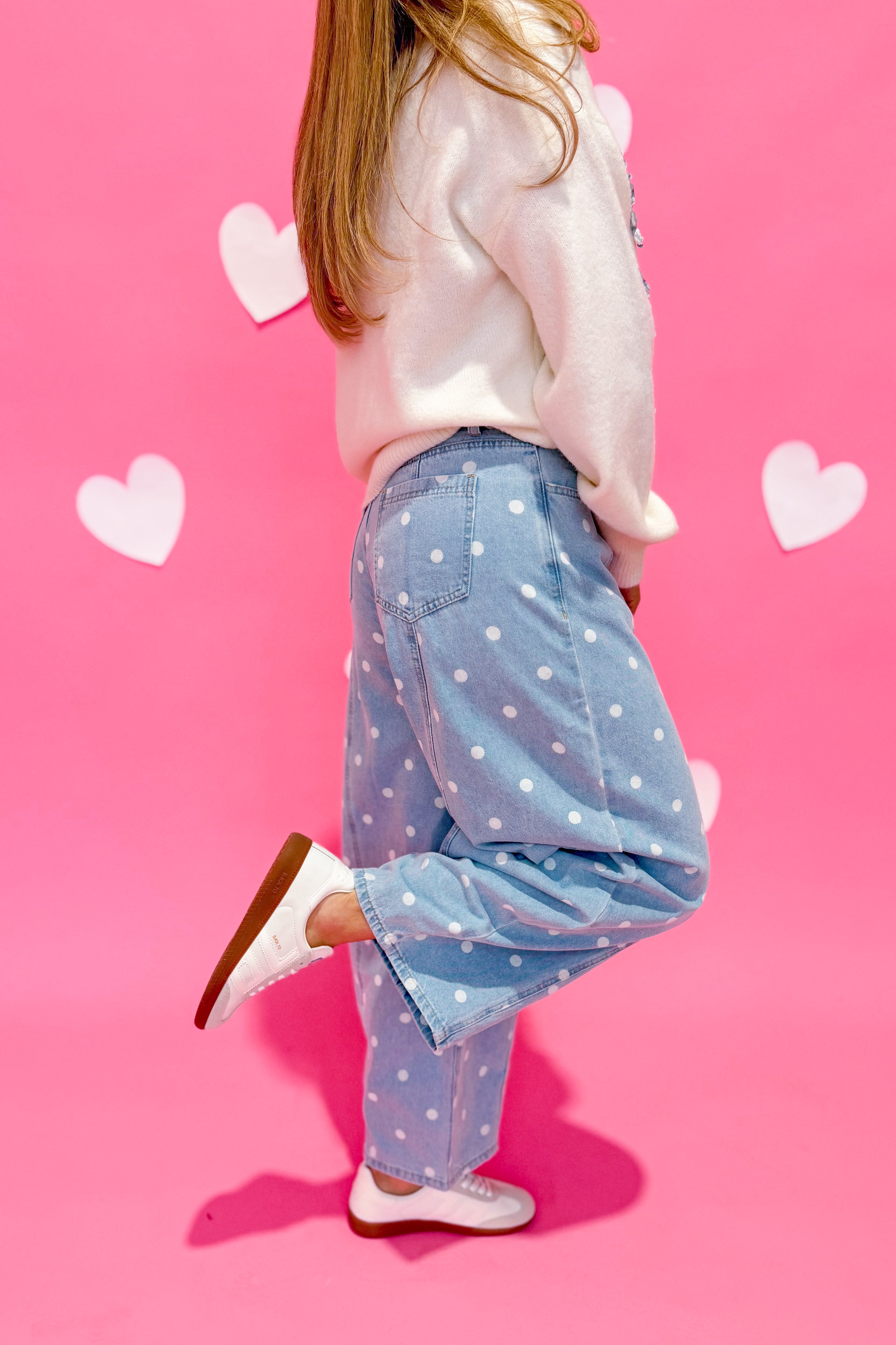 Cupid Polka Dot Barrel Jean - Be You Boutique