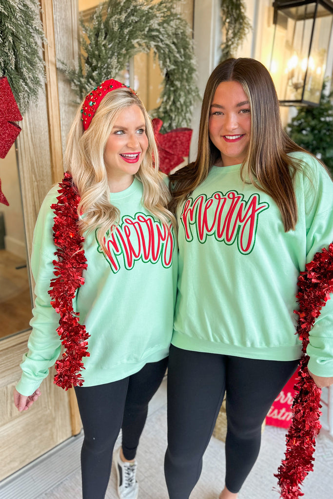 Merry Long Sleeve Christmas Sweatshirt Top - Be You Boutique