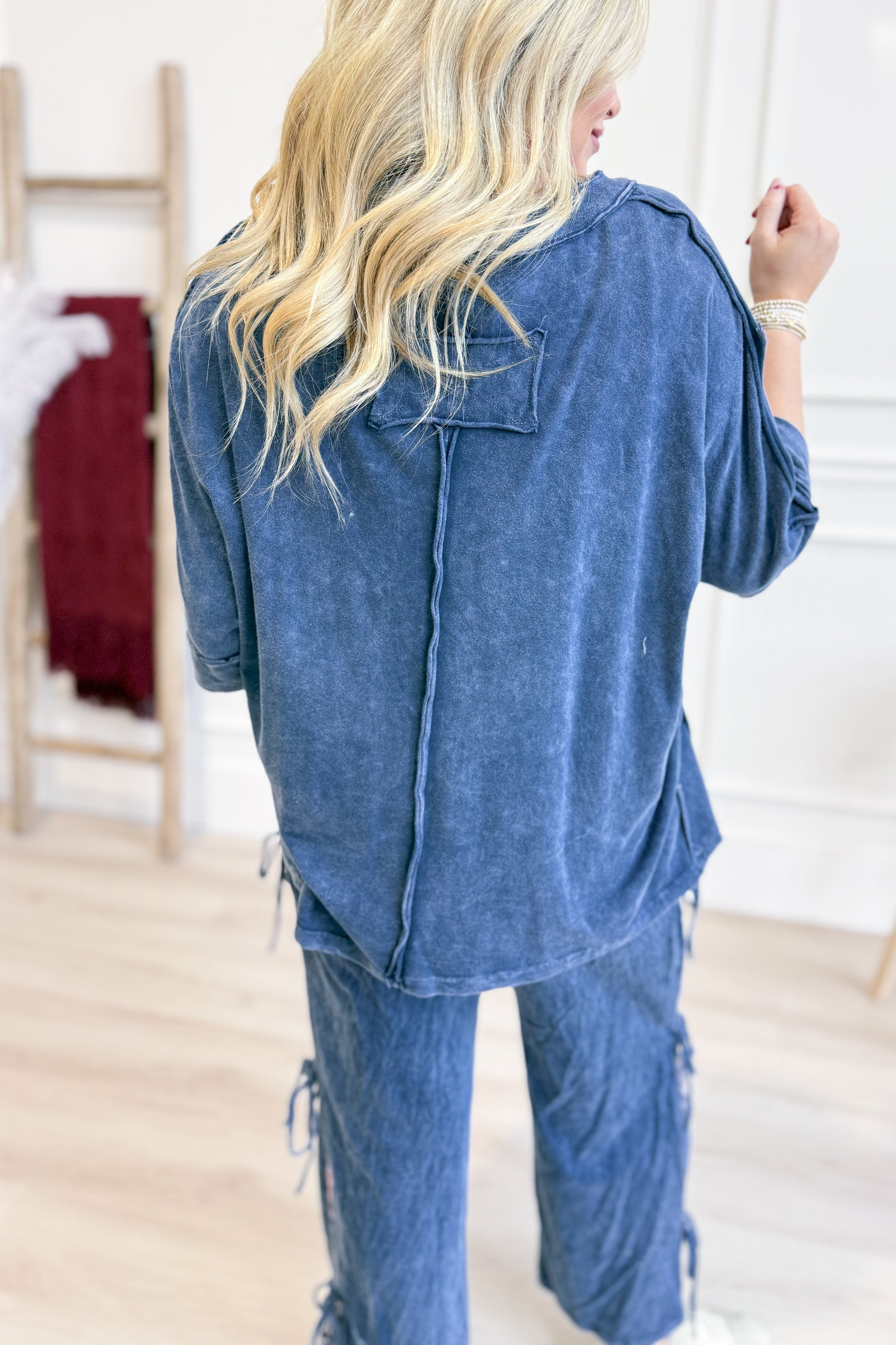 Letty Mineral Wash Raw V-Neck Top - Be You Boutique