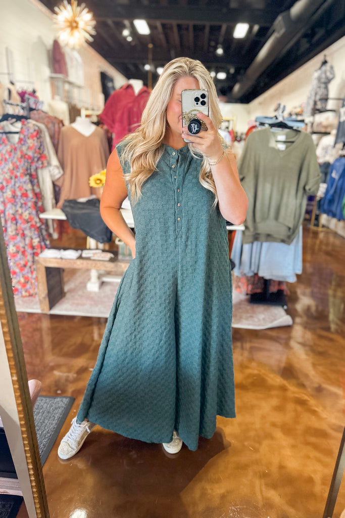 Connor Wide Leg Chess Board Textured Brushed Jumpsuit - Be You Boutique