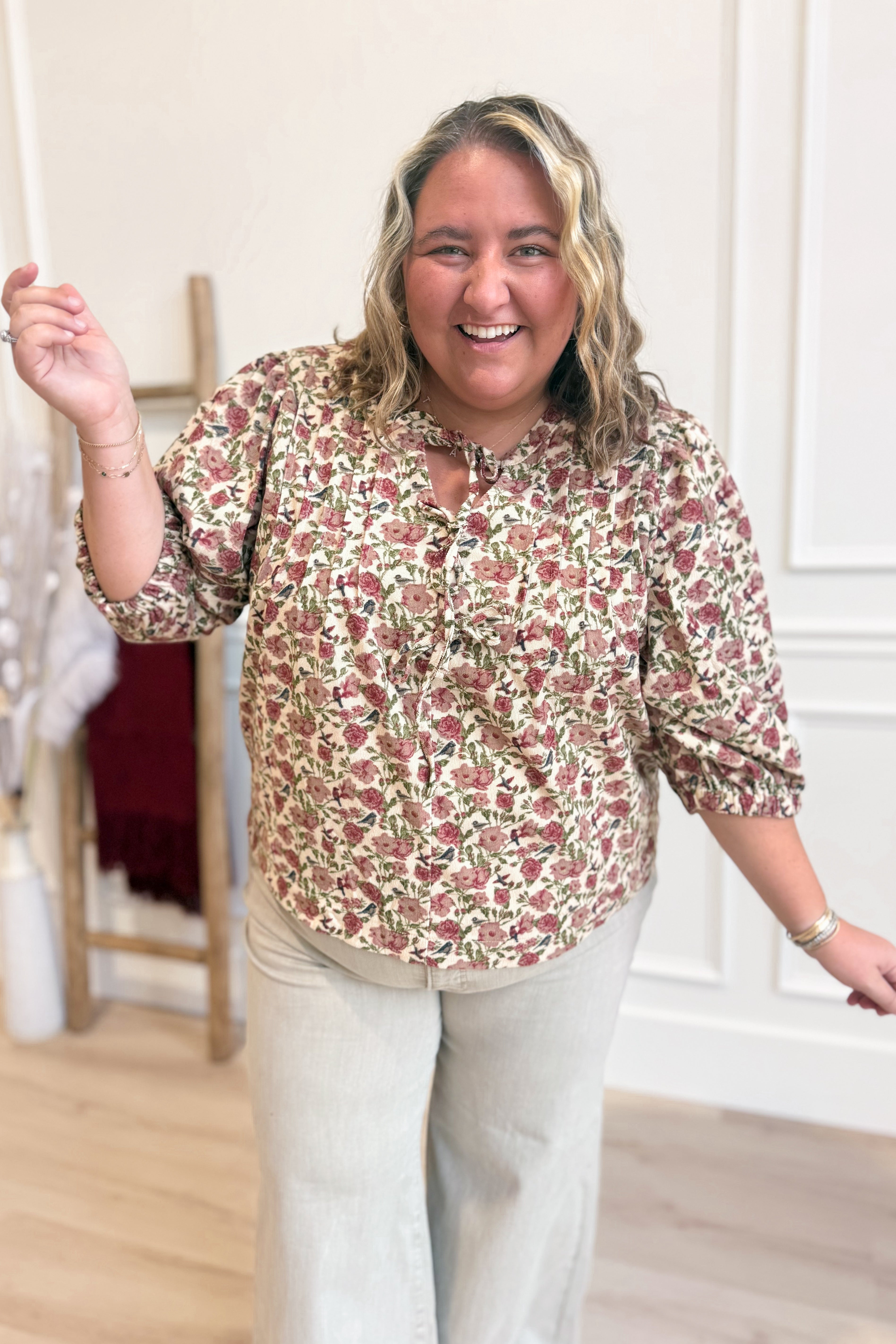 Tina Vintage Floral Pintuck Blouse Top - Be You Boutique