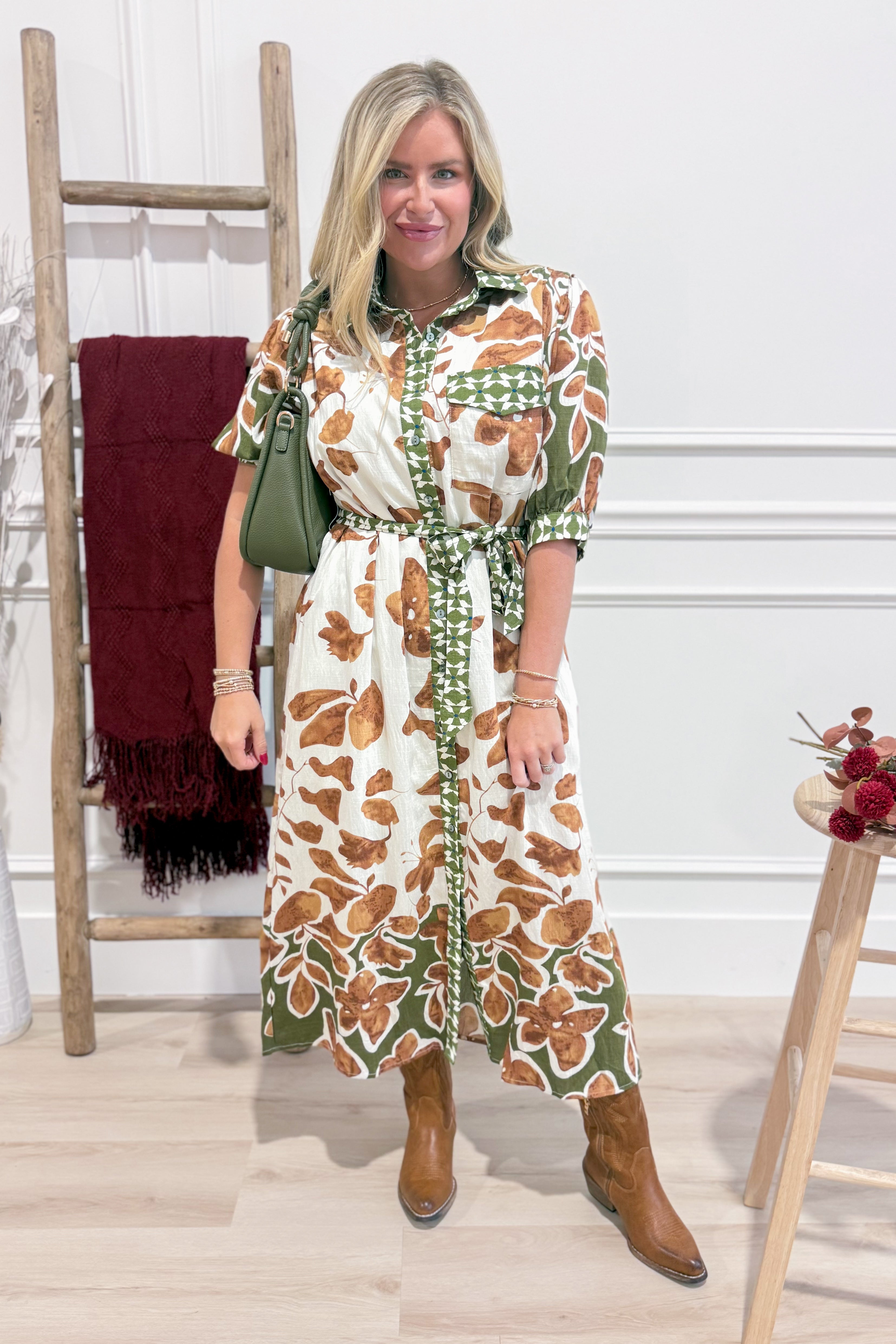 Holly Botanical Print Midi Dress - Be You Boutique