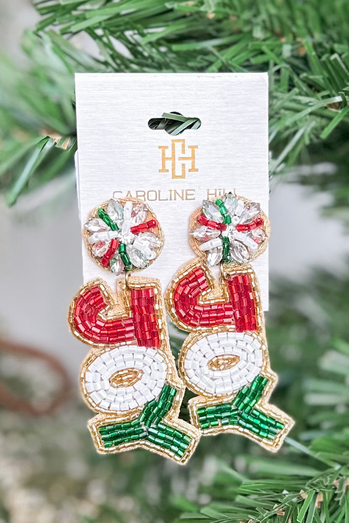 Caroline Hill Joy Red White Green Multi Beaded Earrings - Be You Boutique