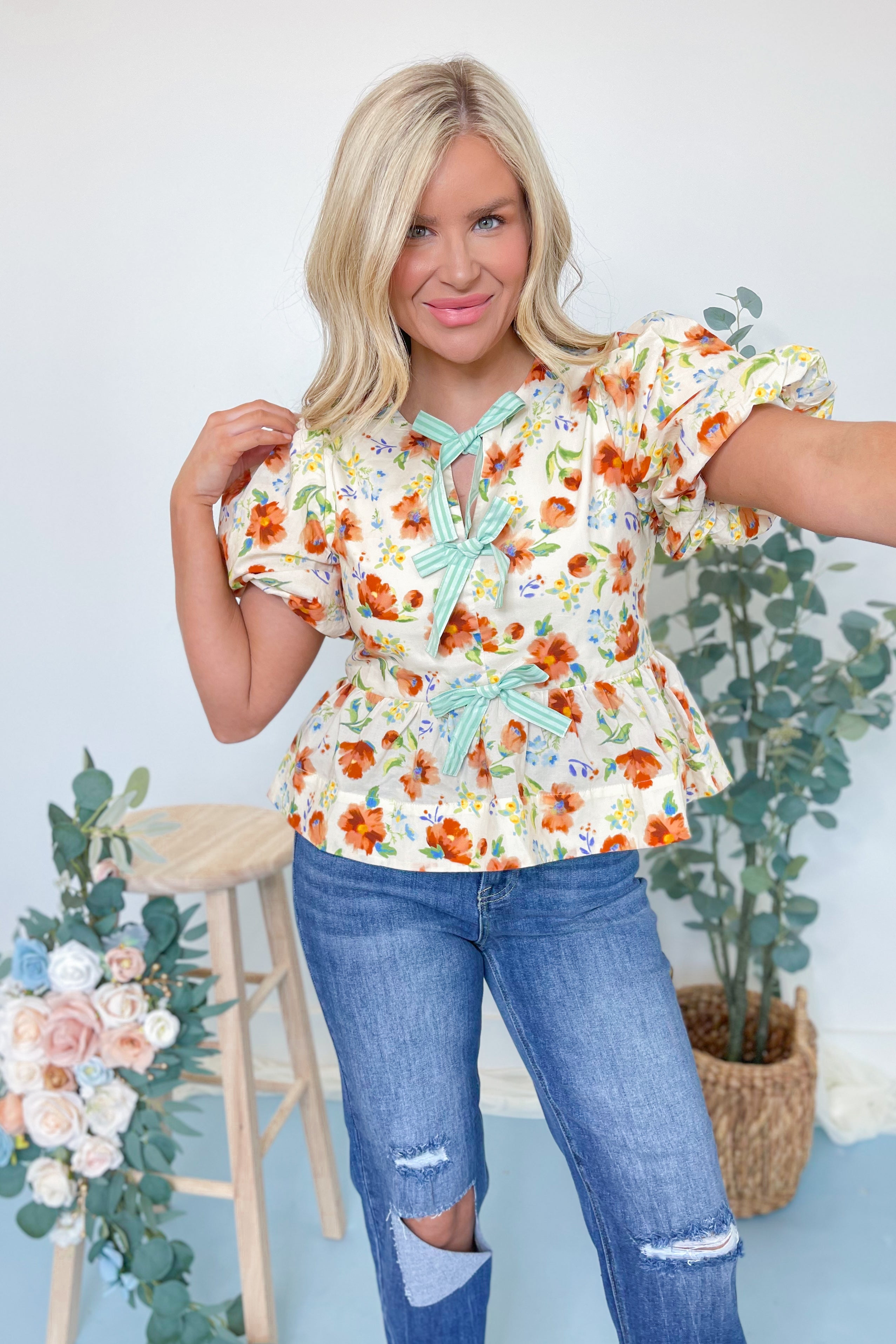 Julie Floral Peplum Top - Be You Boutique
