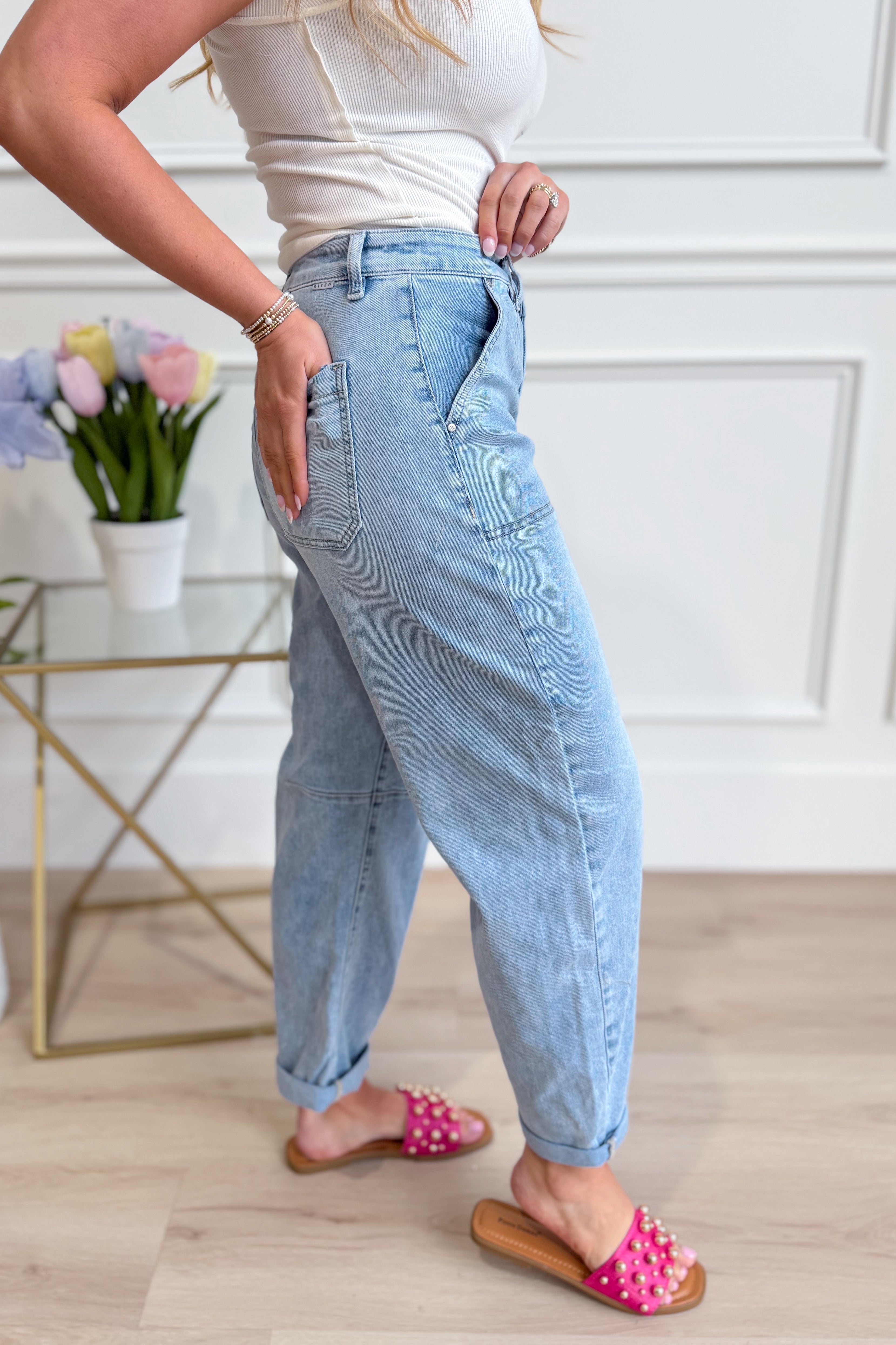 Risen Zach Mid Rise Barrel Jeans [1-3XL] - Be You Boutique