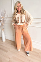 Caris Mineral Washed Upside Down Terry Knit Wide Leg Palazzo Pants [S~3X] - Be You Boutique
