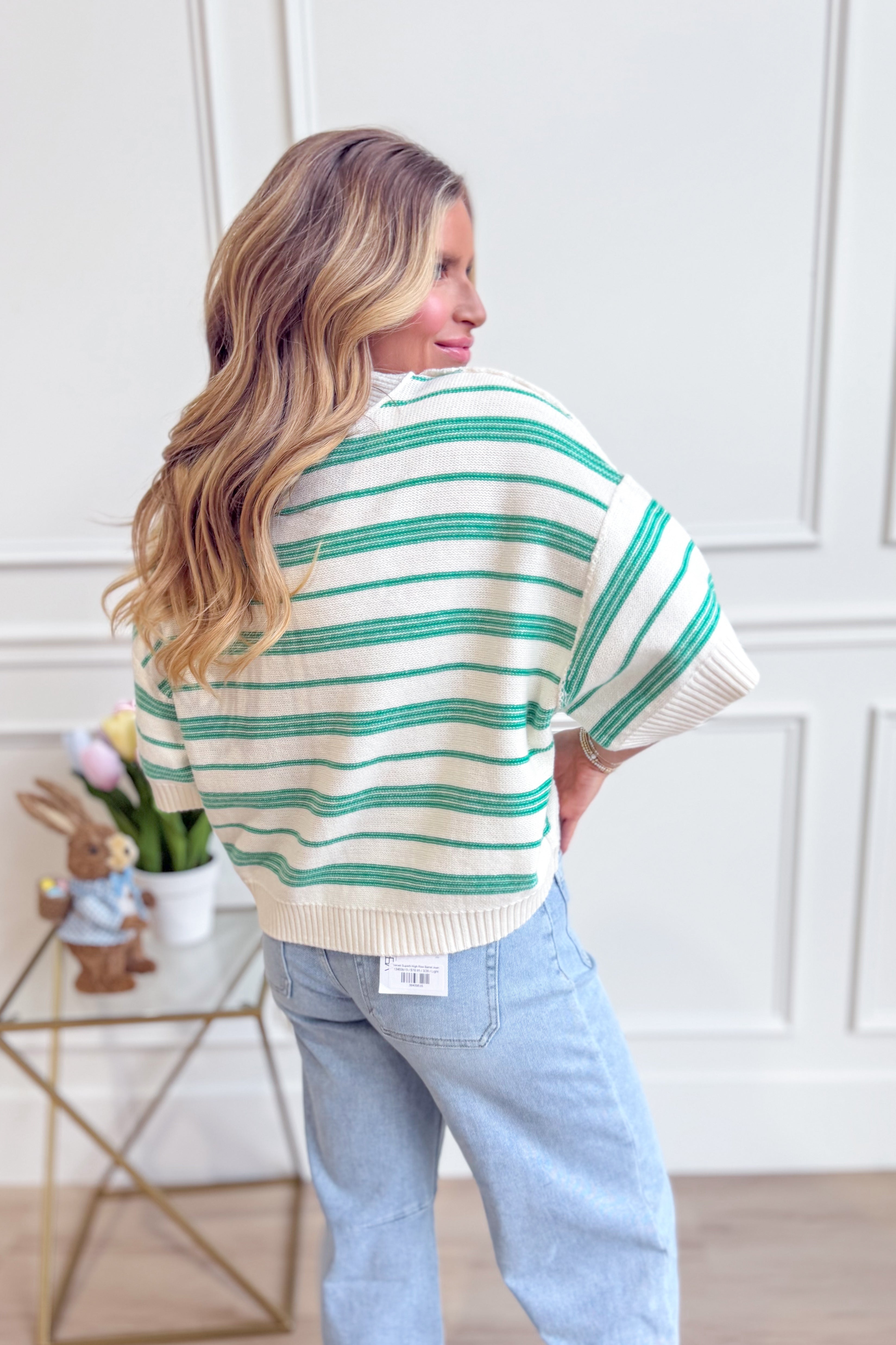 Callie Striped Half Sleeve Knitted Top - Be You Boutique