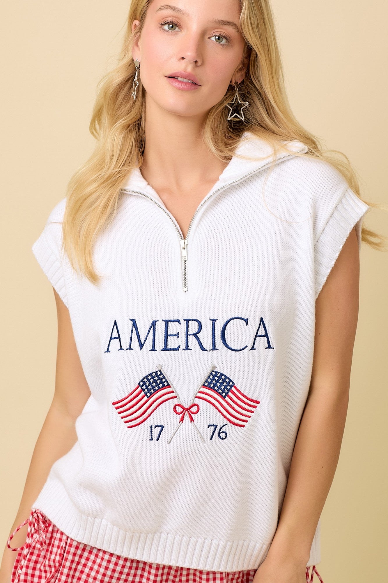 Thomas American Embroidered Half Zip Pullover - Be You Boutique