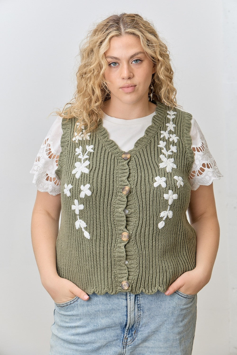 Linda Flower Knit Sweater Vest - Be You Boutique