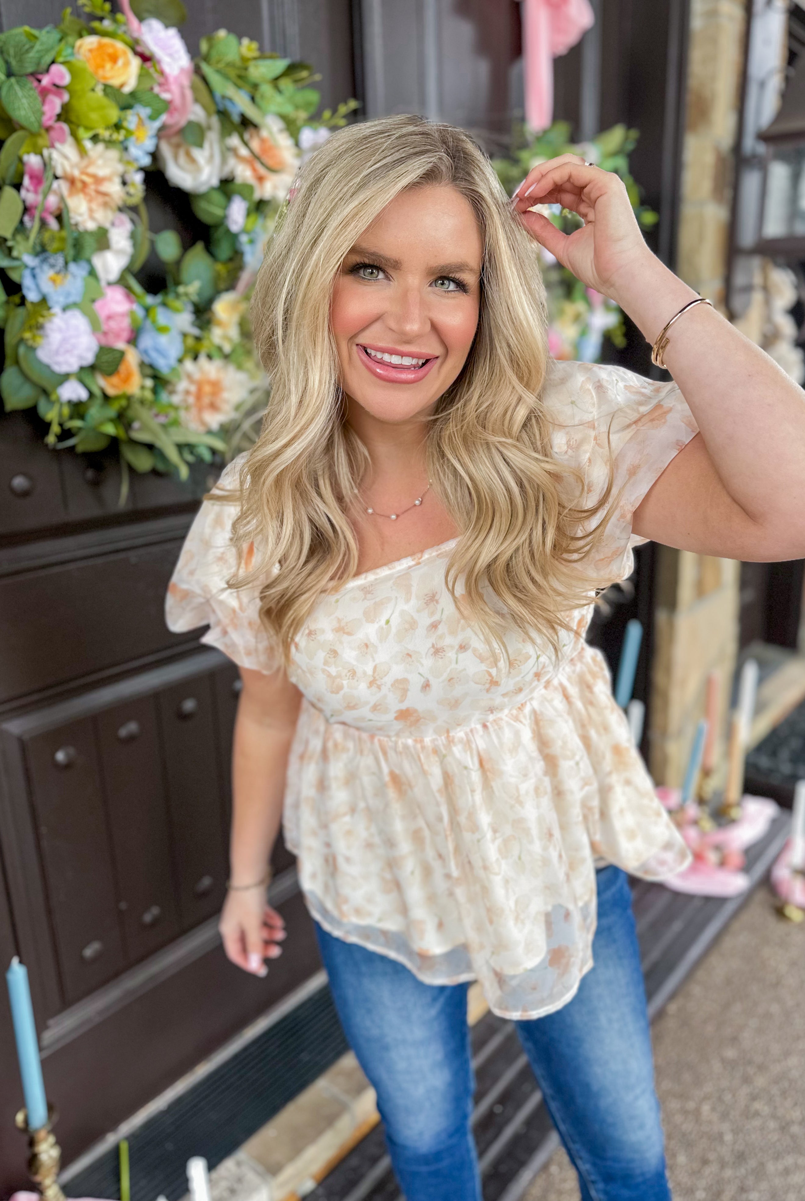 Romantic Floral Puff Sleeved Babydoll Top - Be You Boutique