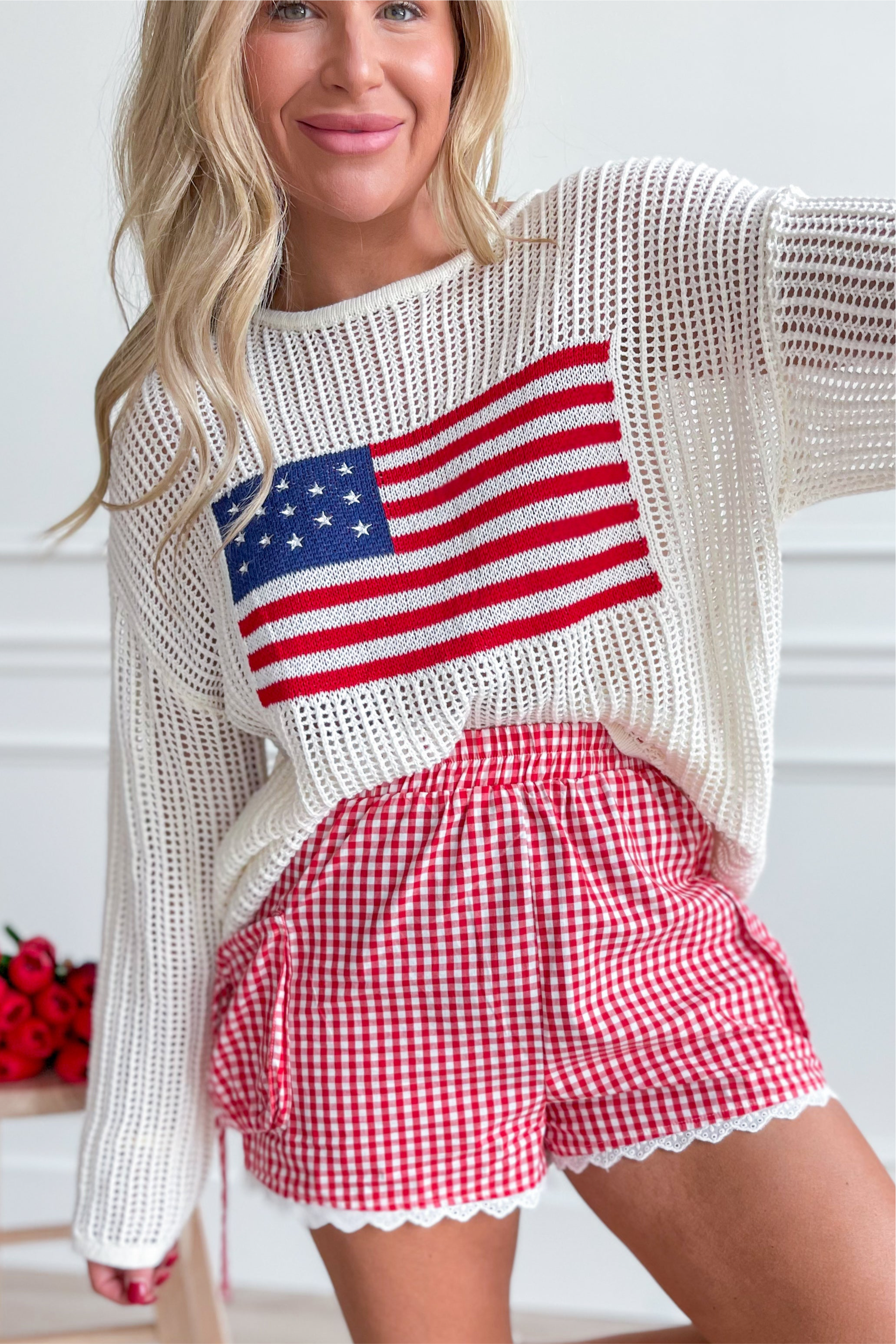 George Knitted American Flag Top - Be You Boutique