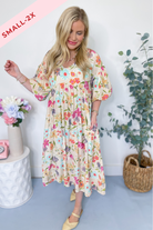 Serena Blossom Print Bubble Sleeve Maxi Dress - Be You Boutique
