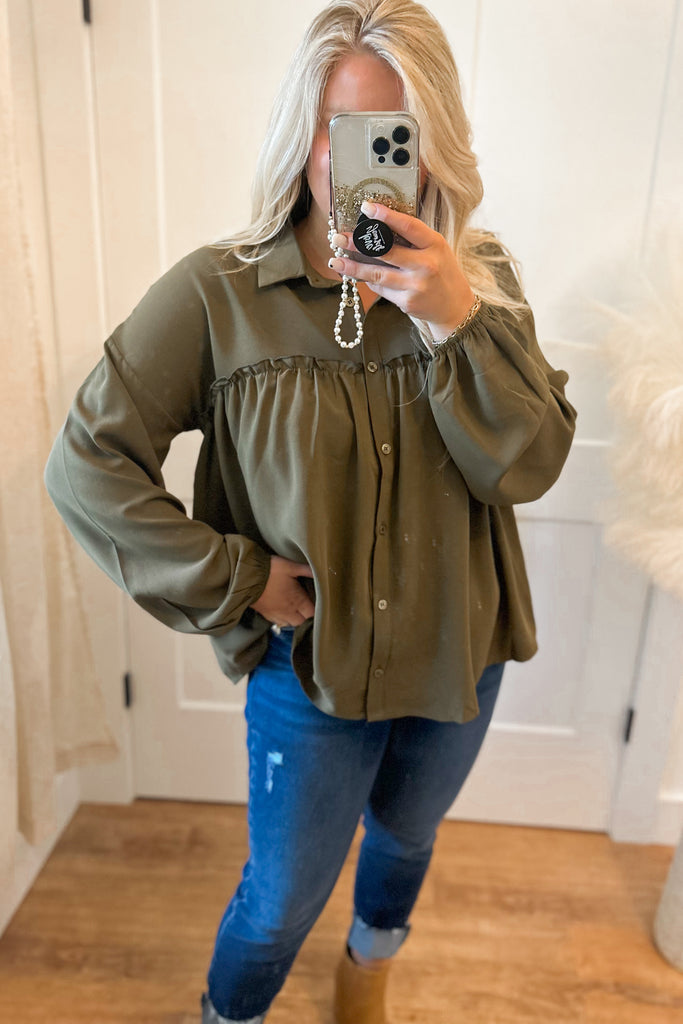 Lincoln Casual Oversized Button Down Long Sleeve Top - Be You Boutique